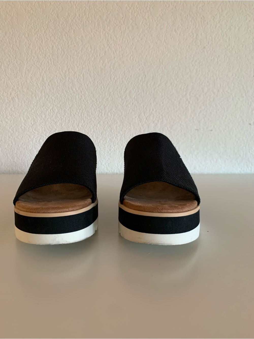 Toms Black Platform Slide Mules with White Sole - Picture 4 of 6